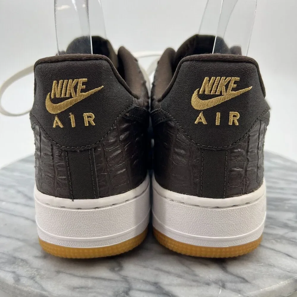 Nike Air Force 1 LV8 Sneakers Mens 8 Brown Faux-Crocodile Baroque Low Top Lace